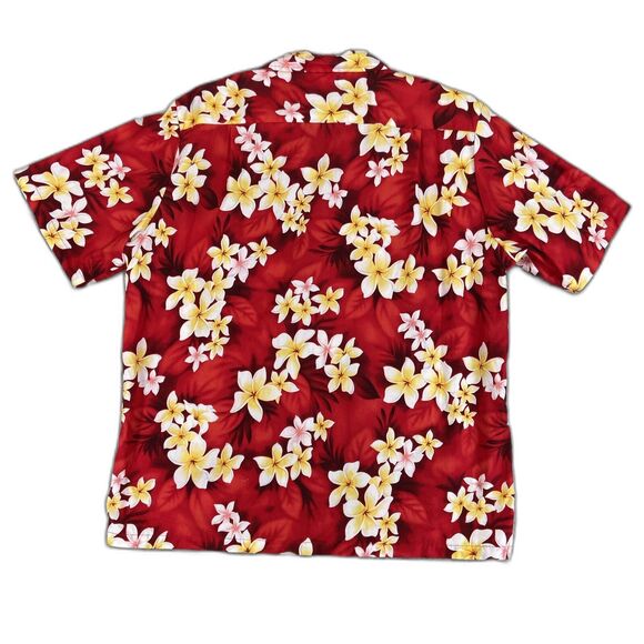 VTG Men's Hawaiian Shirt Sz L 100% Cotton Button Up Aloha Red Made in Hawaii - Picture 2 of 7